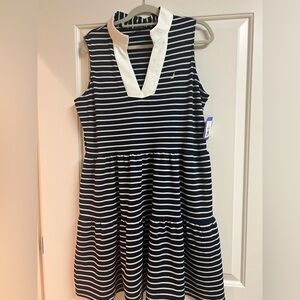 Nautica Black and White Striped Sleeveless Dress